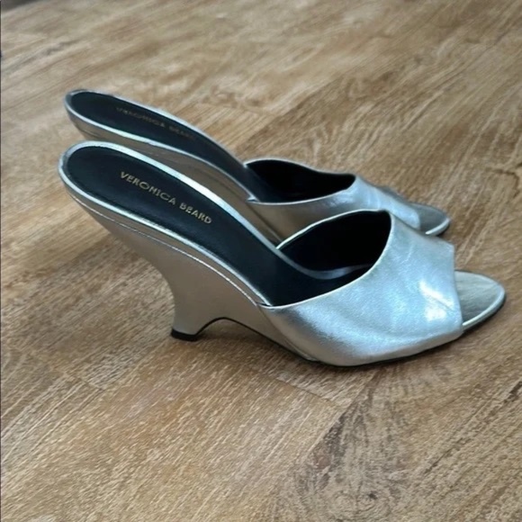 Veronica Beard Mila Silver Metallic Sling Back 8.5 - Picture 3 of 11